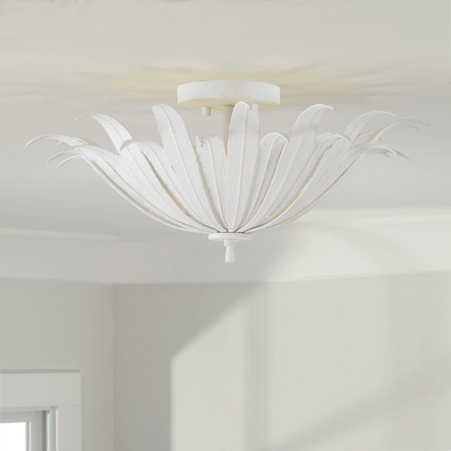 Eden 3 Light 18 inch Textured White Semi-Flush Mount Ceiling Light