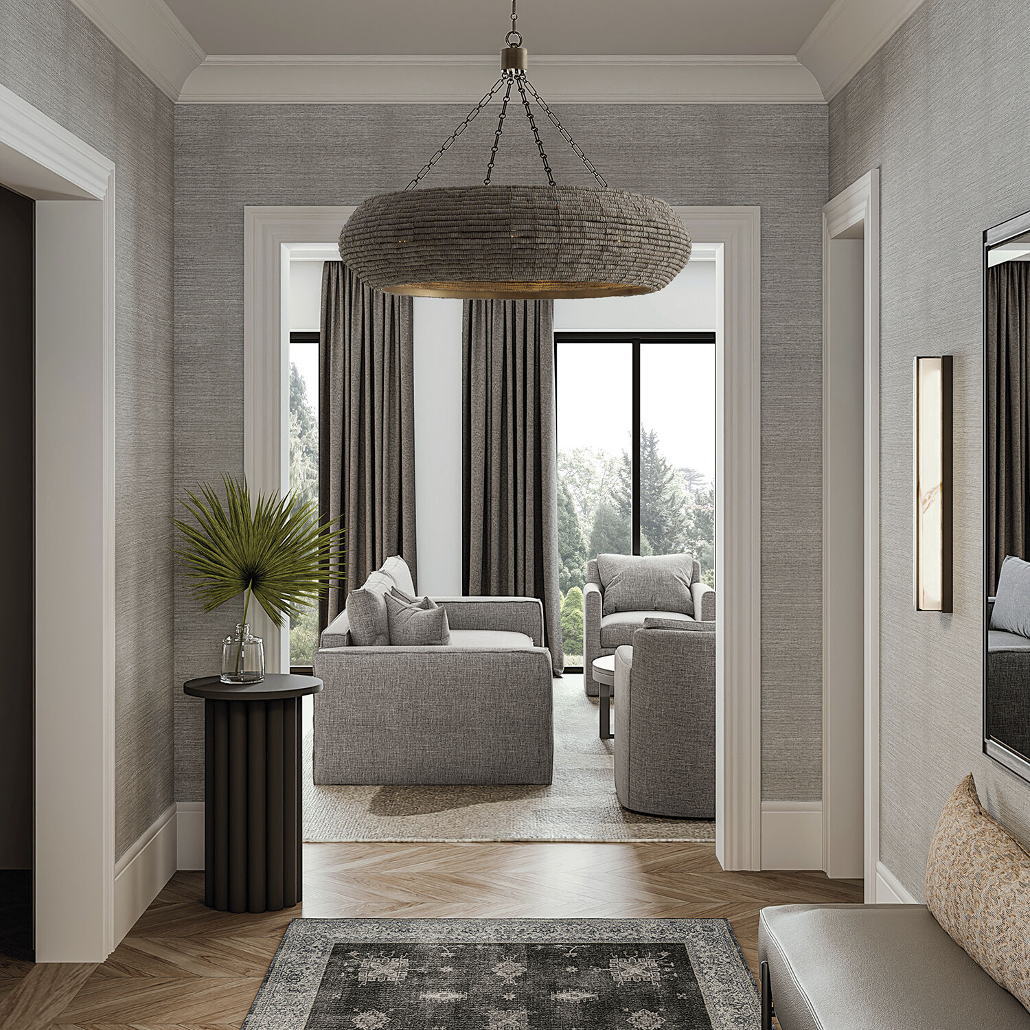 Morada 8 Light 35 inch Aegean Grey and Dark Brass Chandelier Ceiling Light