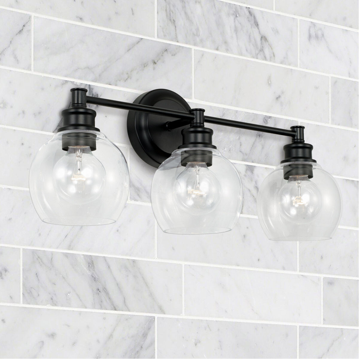 Mid Century 3 Light 24 inch Matte Black Vanity Light Wall Light