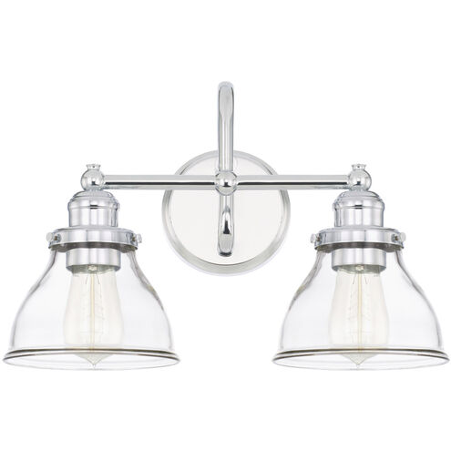 Baxter 2 Light 16 inch Chrome Vanity Light Wall Light in Clear