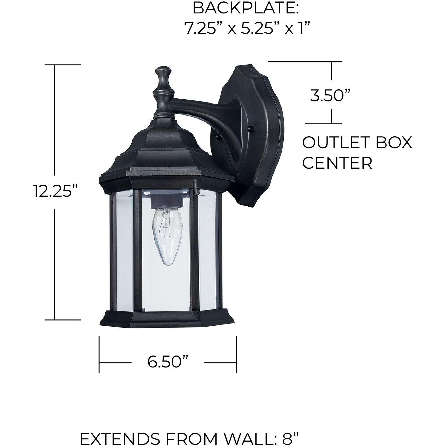 Outdoor 1 Light 12 inch Black Outdoor Wall Lantern