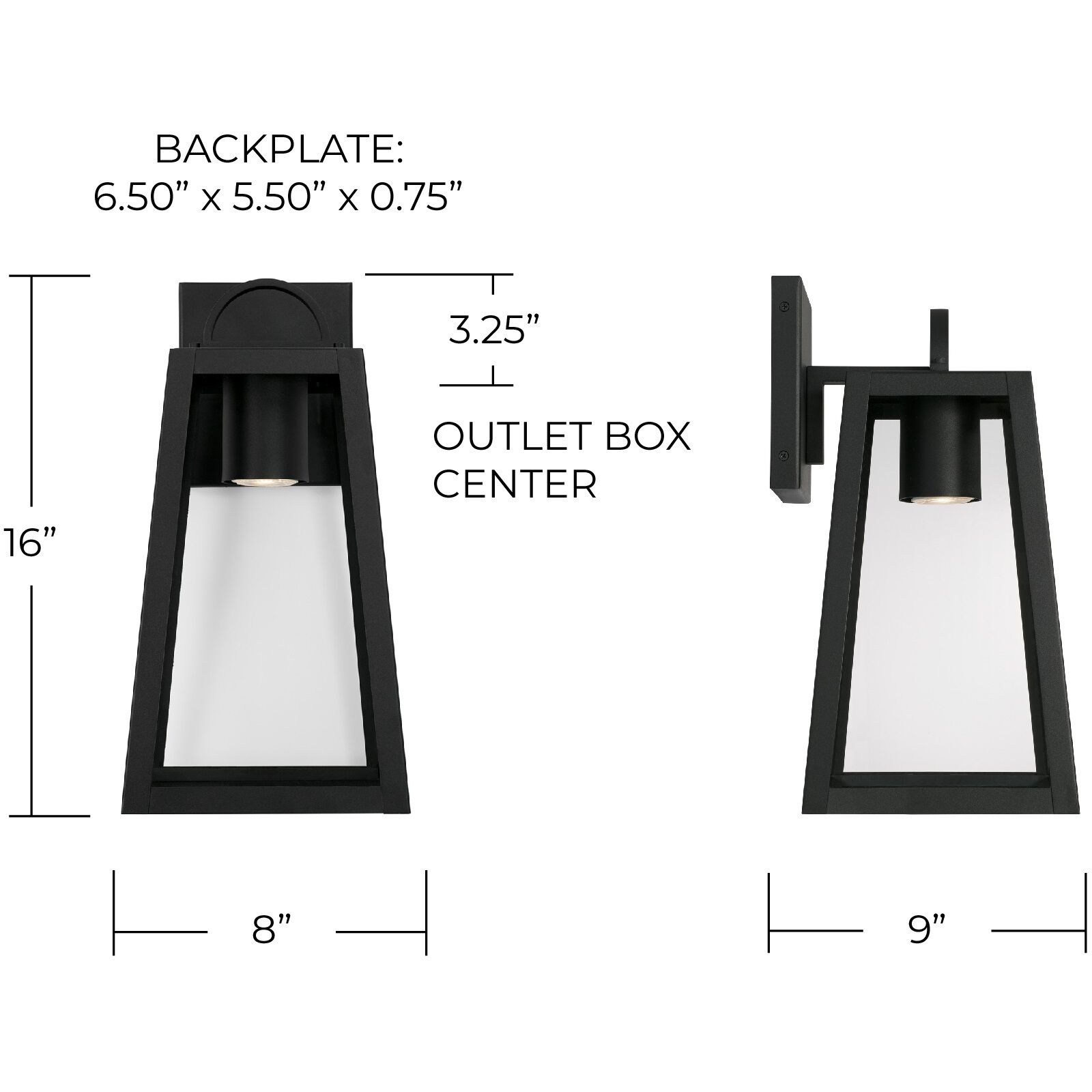 Leighton LED 16 inch Black Outdoor Wall Lantern