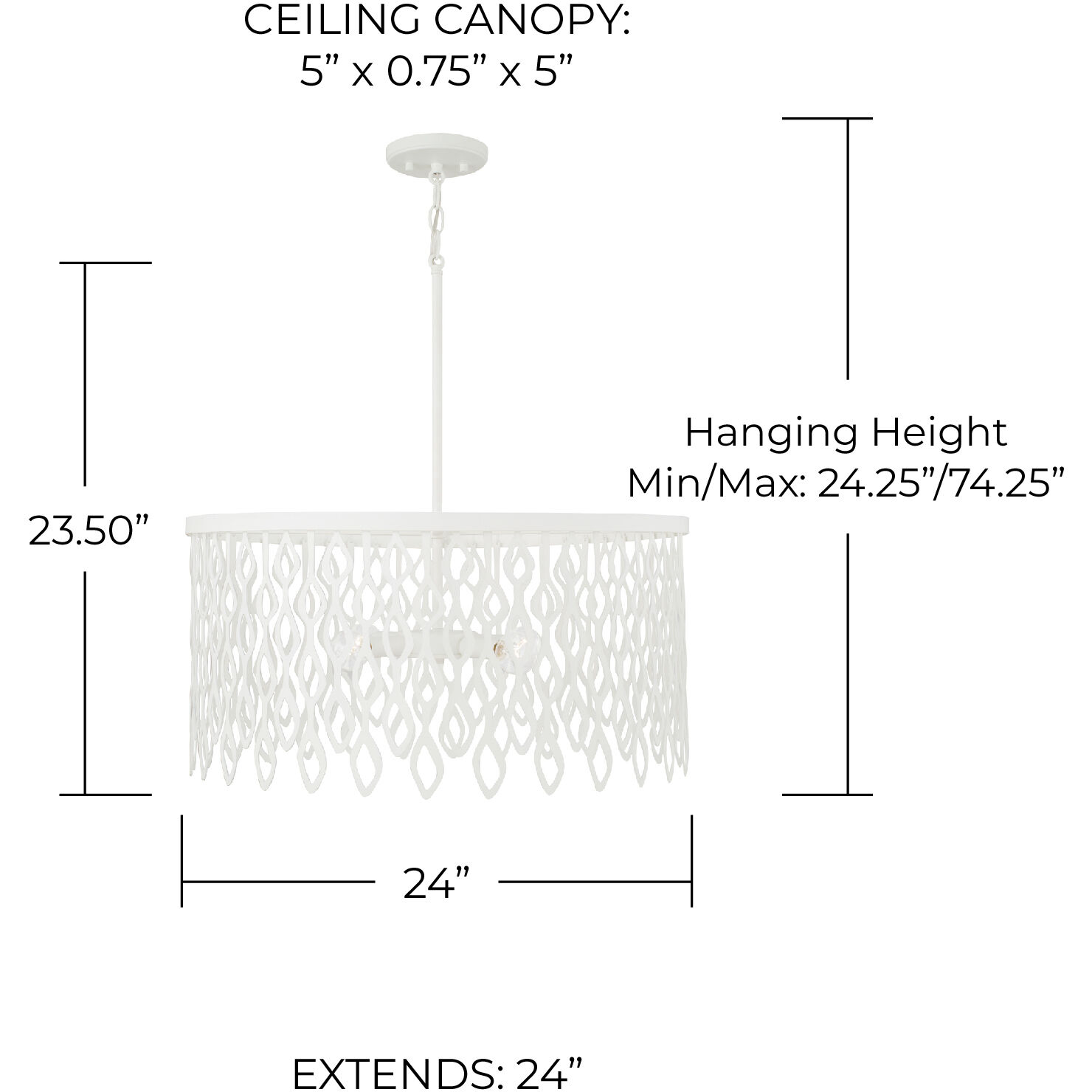 Pheobe 4 Light 24 inch Matte White Pendant Ceiling Light
