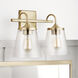 Jayne 2 Light 15.25 inch Aged Brass Vanity Light Wall Light