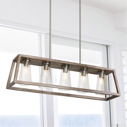 Connor 5 Light 50 inch Black Wash and Matte Nickel Island Ceiling Light