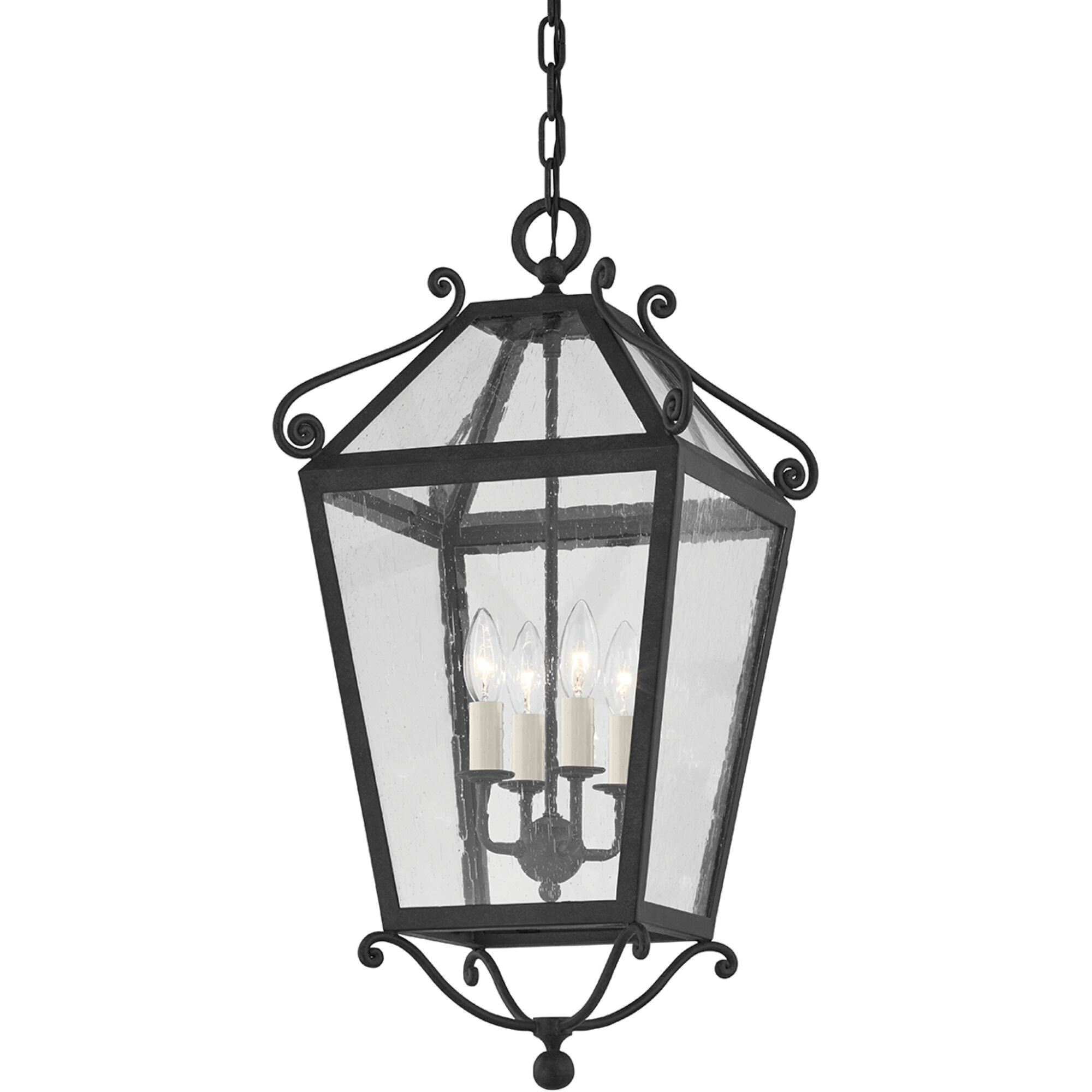 Santa Barbara County 4 Light 14.5 inch French Iron Outdoor Lantern