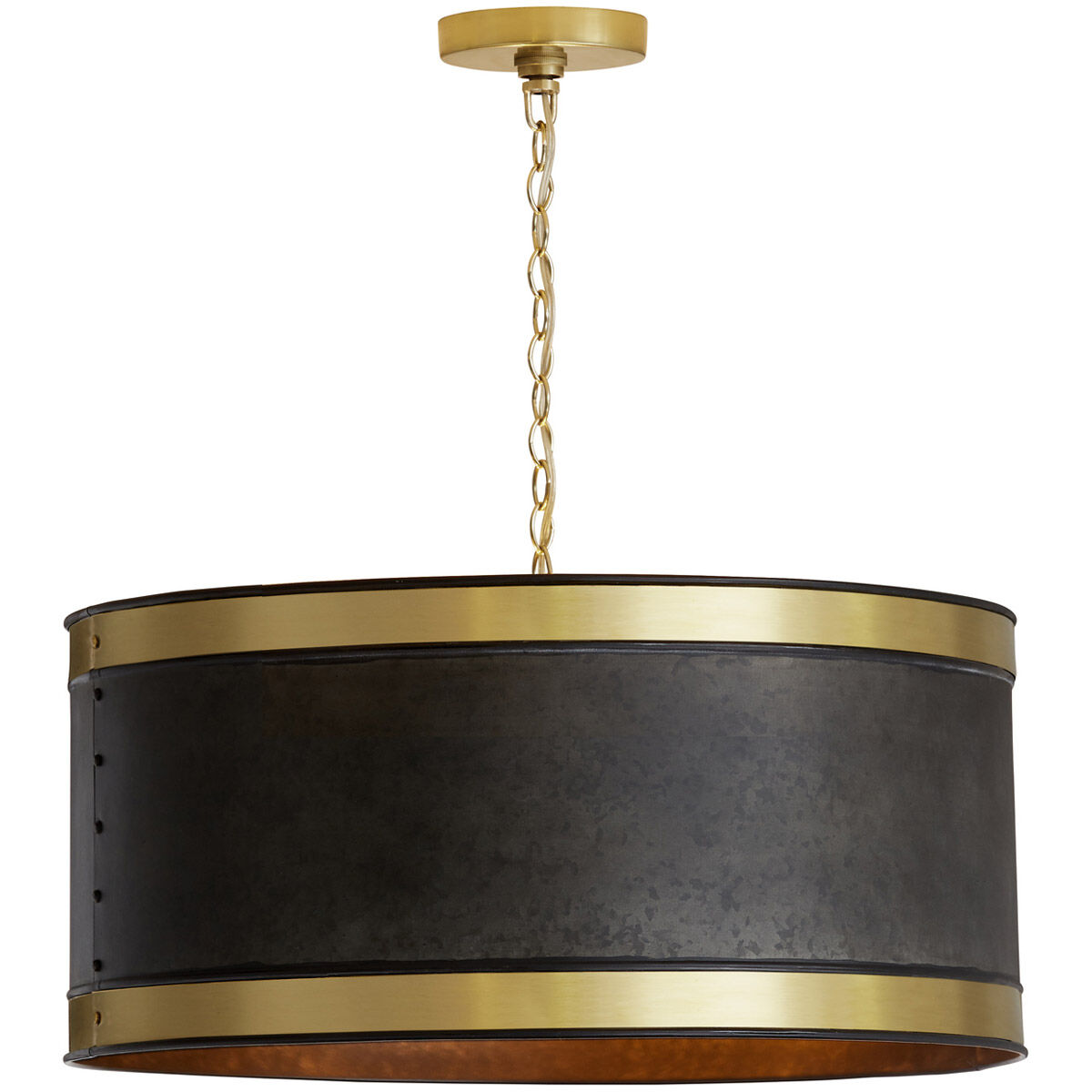 Barrow 4 Light 24 inch Galvanized Black and True Brass Pendant Ceiling Light