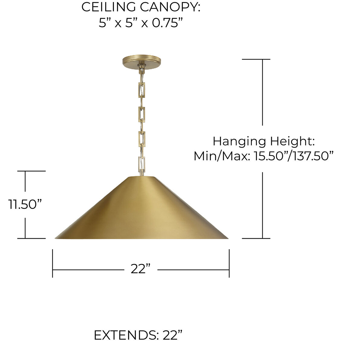 Avery 1 Light 22 inch Aged Brass Pendant Ceiling Light