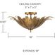 Eden 3 Light 18 inch Antique Gold Semi-Flush Mount Ceiling Light