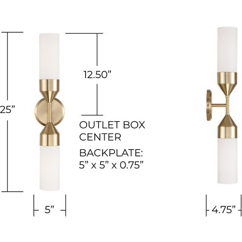 Devon 2 Light 5 inch Matte Brass Sconce Wall Light
