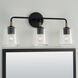 Amara 3 Light 24 inch Matte Black with Brass Vanity Light Wall Light