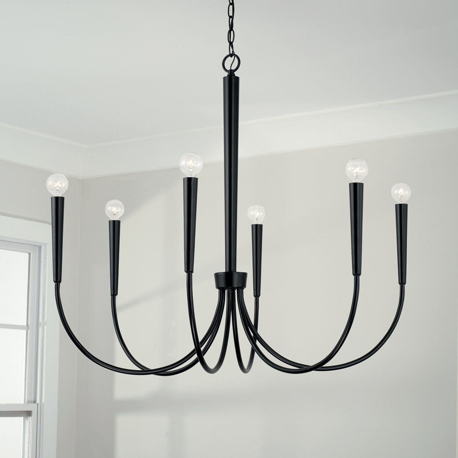 Holden 6 Light 33 inch Matte Black Chandelier Ceiling Light
