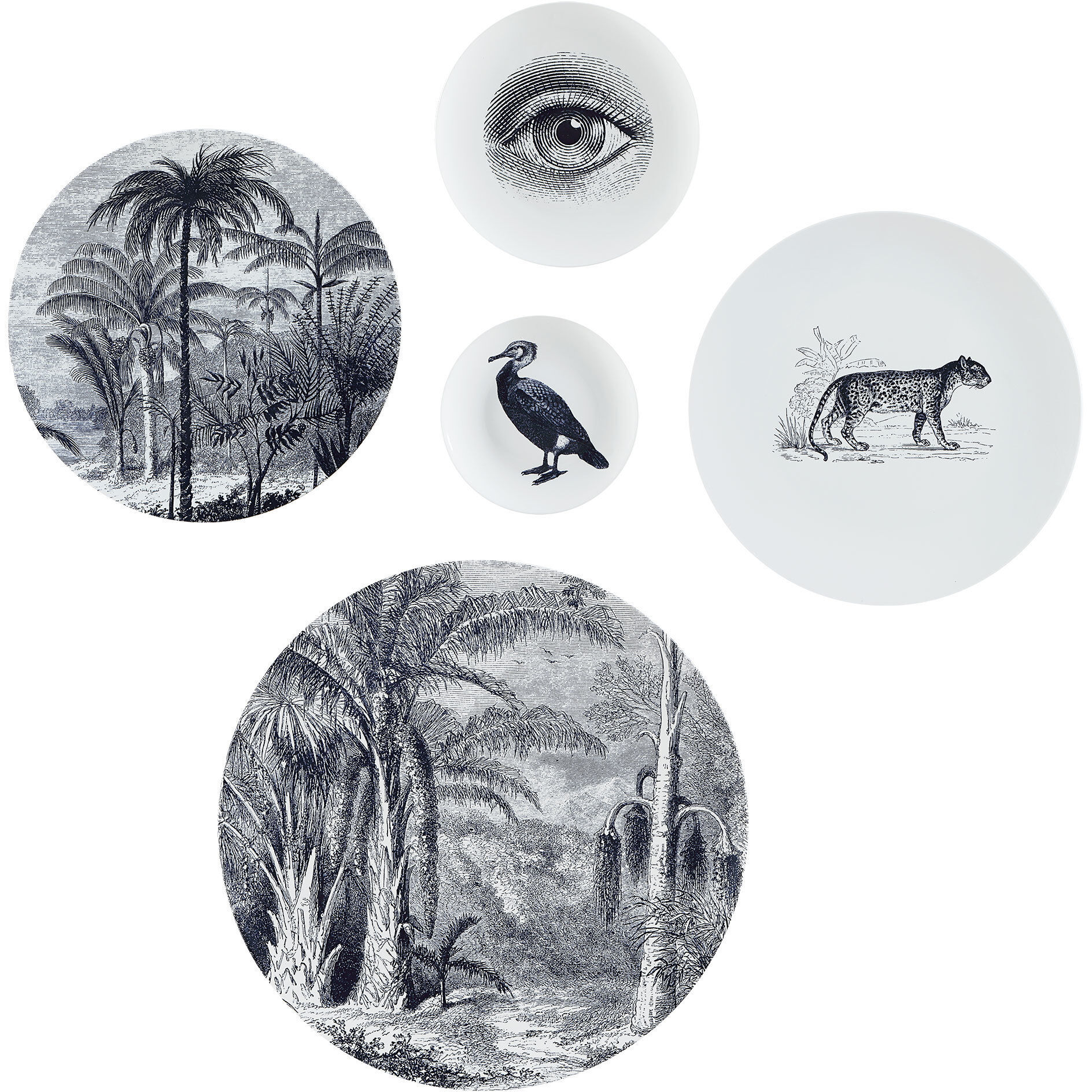 Maliya White and Blue Wall Decor, Set of 5