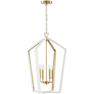 Maren 4 Light 20 inch Flat White and Matte Brass Pendant Ceiling Light