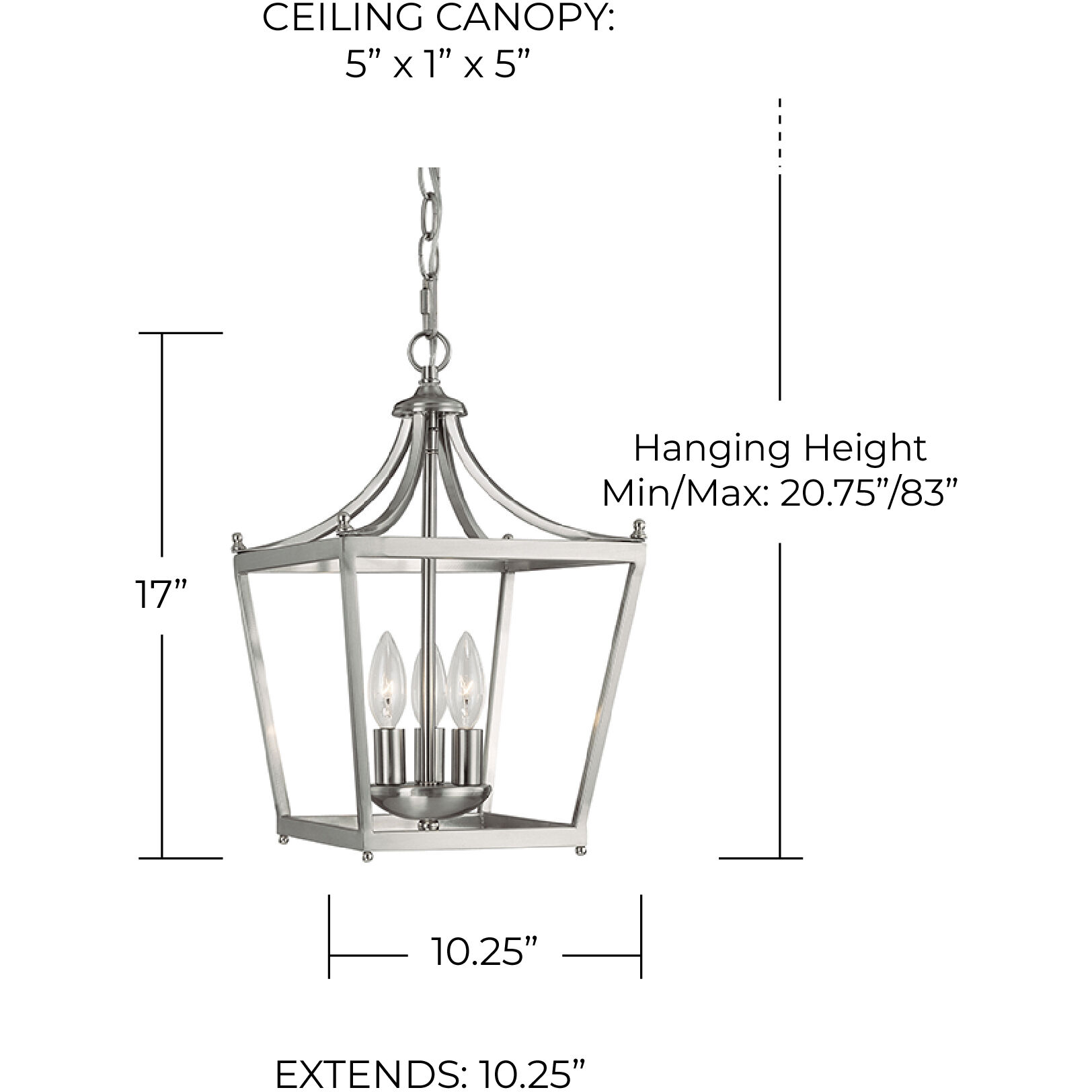 Stanton 3 Light 10 inch Brushed Nickel Foyer Ceiling Light