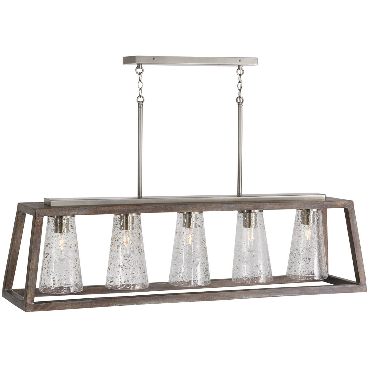 Connor 5 Light 50 inch Black Wash and Matte Nickel Island Ceiling Light