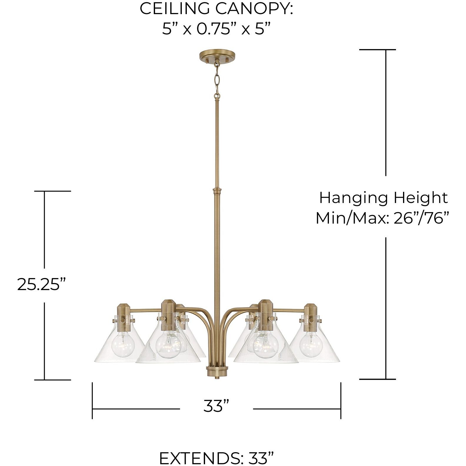 Greer 6 Light 33 inch Aged Brass Chandelier Ceiling Light