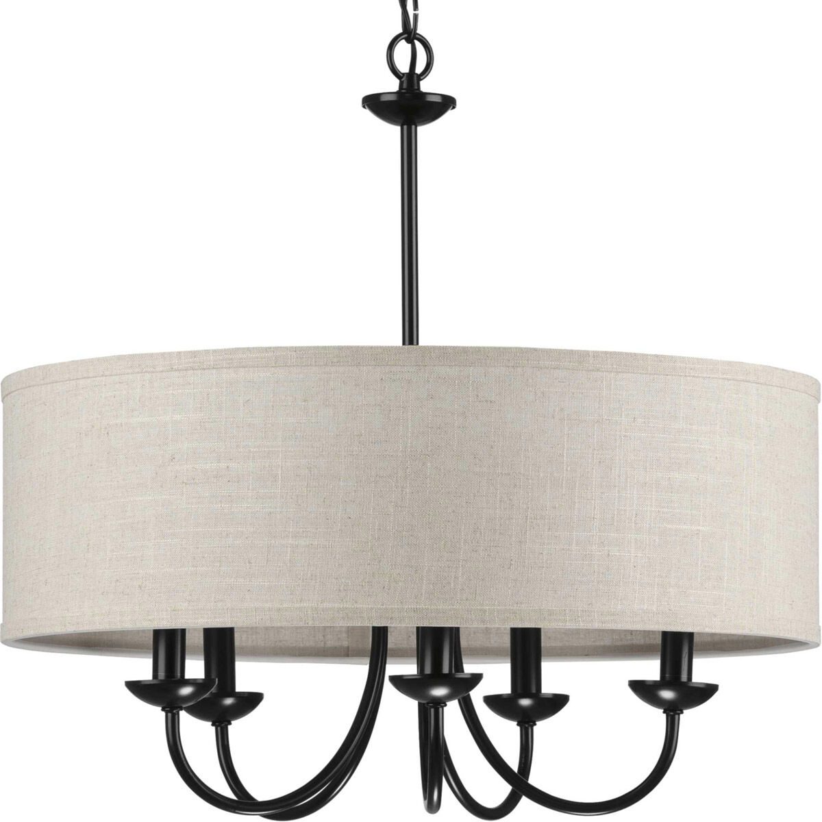 Drum Shade 5 Light 21.63 inch Matte Black Chandelier Ceiling Light