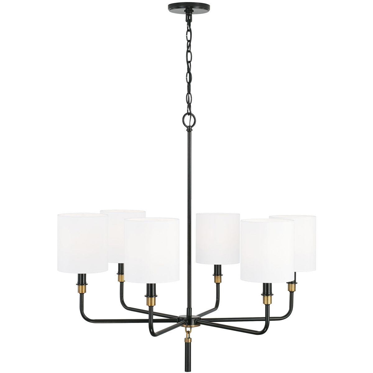 Beckham 6 Light 32 inch Glossy Black and Aged Brass Chandelier Ceiling Light