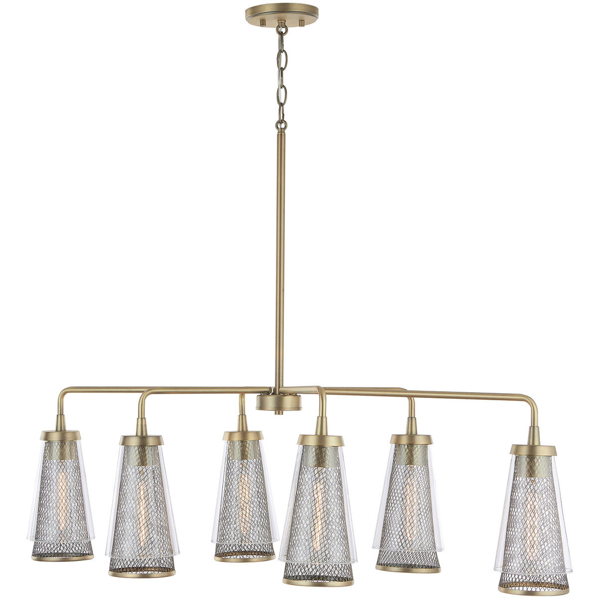 Abbott 6 Light 42.5 inch Aged Brass Island Ceiling Light