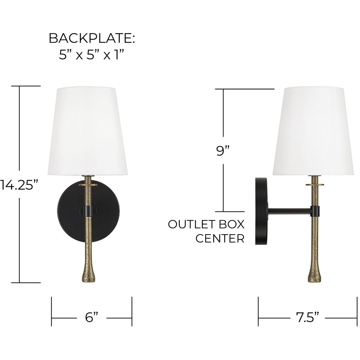 Hollis 1 Light 6 inch Matte Black with Hammered Gold Sconce Wall Light