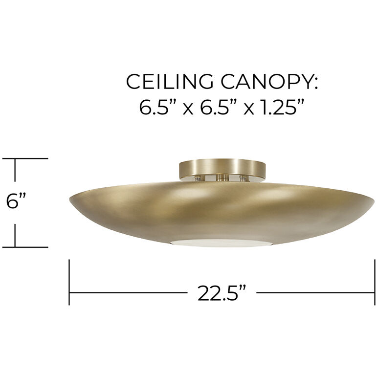 Gia 4 Light 22.5 inch Aged Brass Semi-Flush Mount Ceiling Light