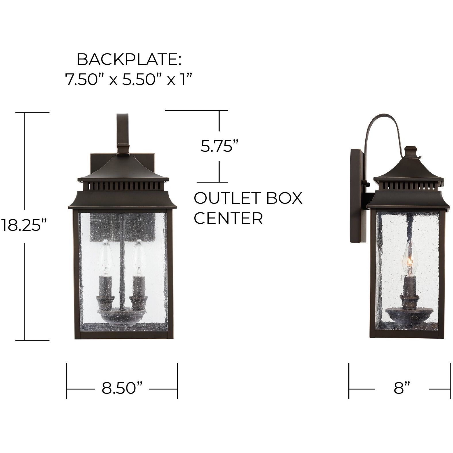 Sutter Creek 2 Light 18 inch Oiled Bronze Outdoor Wall Lantern
