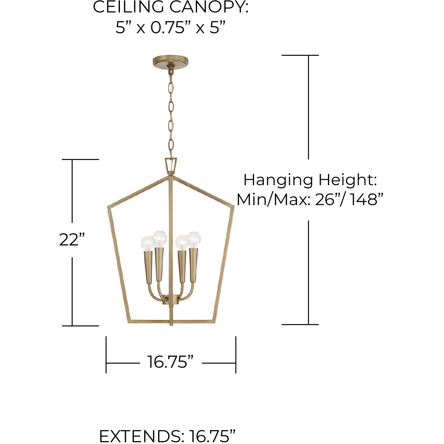 Holden 4 Light 17 inch Aged Brass Foyer Ceiling Light