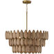 Ravi 4 Light 25 inch Light Wood and Patinaed Brass Pendant Ceiling Light