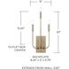 Zander 3 Light 9 inch Aged Brass ADA Sconce Wall Light