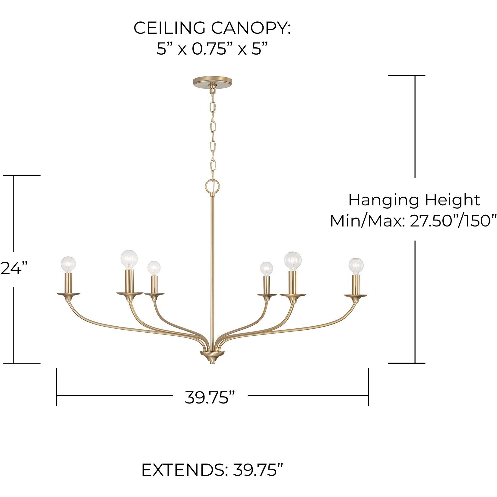 Dolan 6 Light 39.75 inch Matte Brass Chandelier Ceiling Light