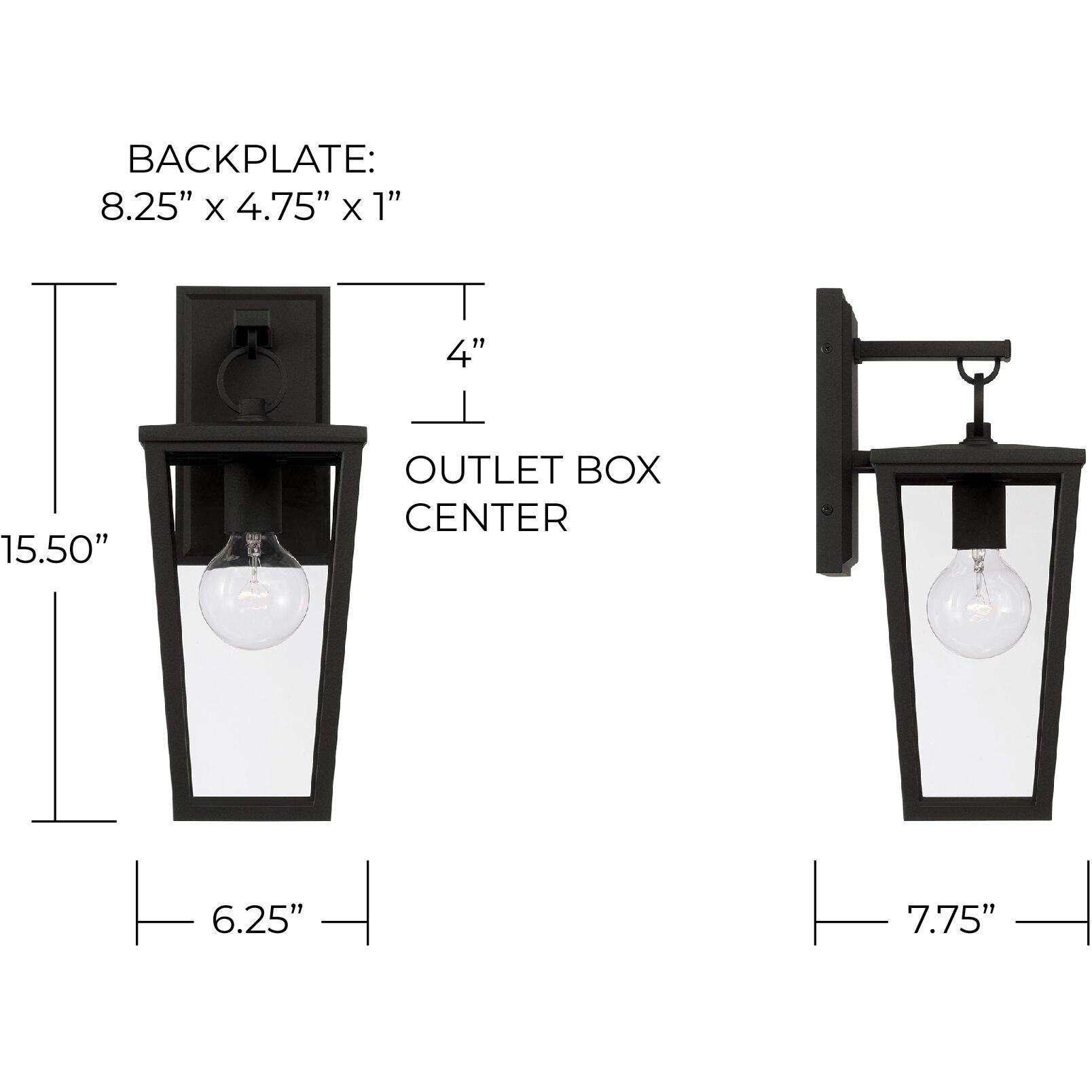 Elliott 1 Light 15.5 inch Black Outdoor Wall Lantern