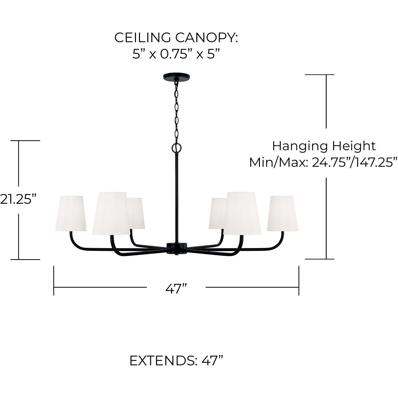 Brody 6 Light 47 inch Matte Black Chandelier Ceiling Light