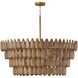 Ravi 6 Light 36.5 inch Light Wood and Patinaed Brass Pendant Ceiling Light