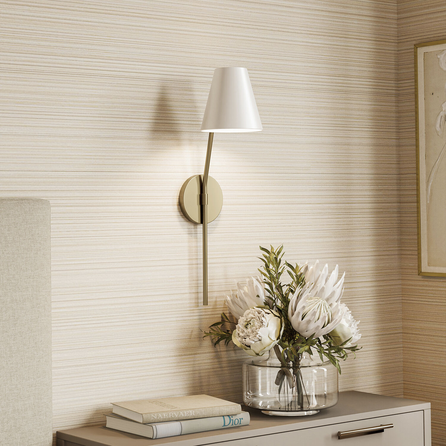 Cami 1 Light 6.25 inch Aged Brass and White Sconce Wall Light