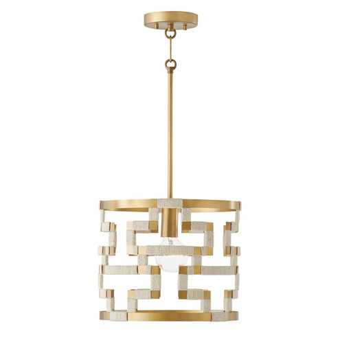 Hala 1 Light 14 inch Bleached Natural Jute and Patinaed Brass Pendant Ceiling Light