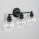 Mid Century 3 Light 24 inch Matte Black Vanity Light Wall Light