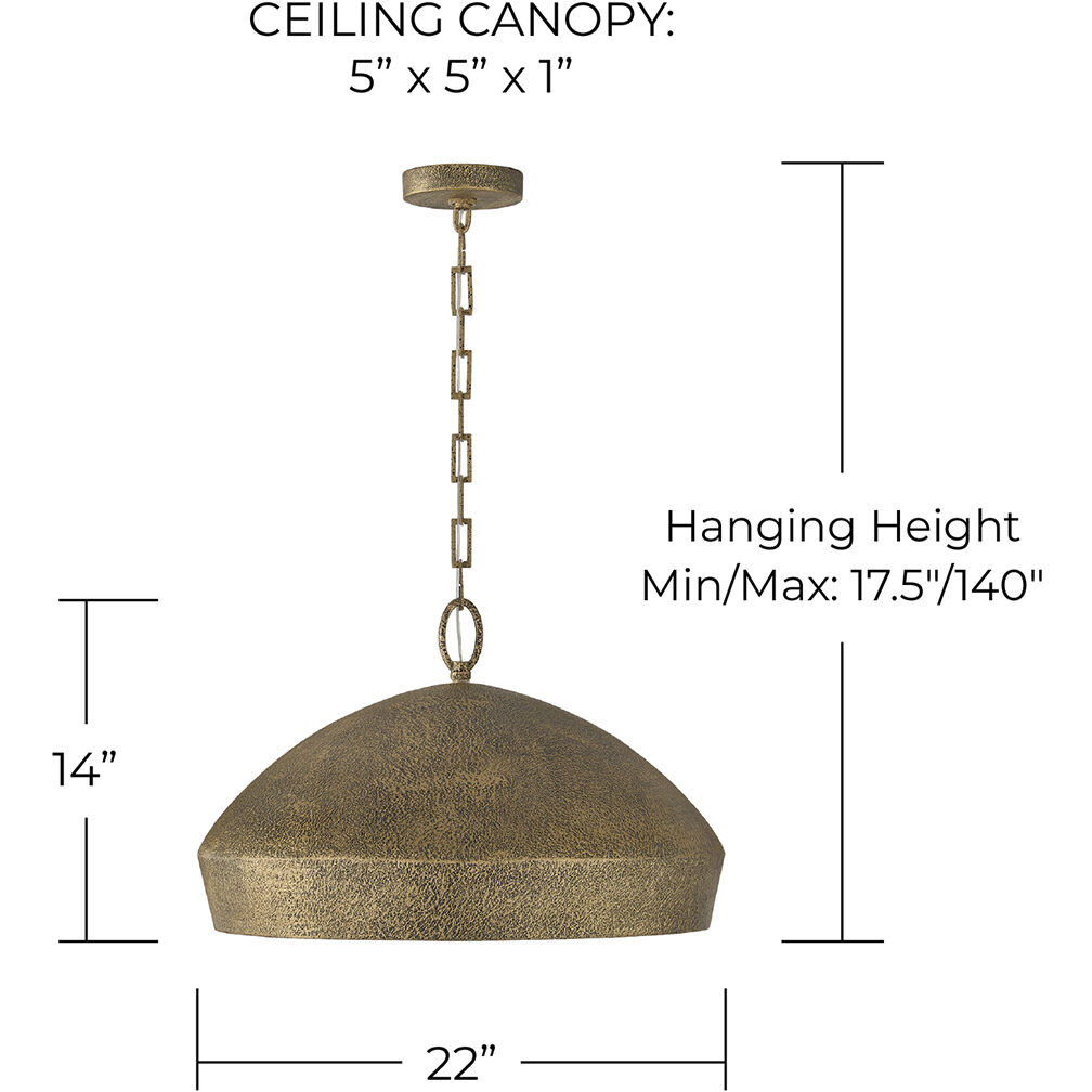 Savari 1 Light 22 inch Artisan Gold Pendant Ceiling Light