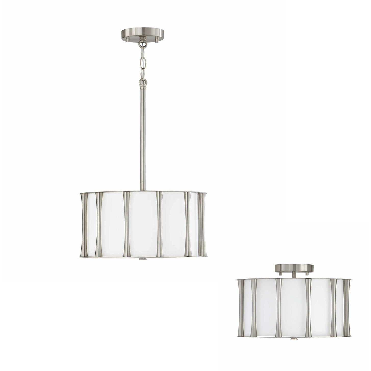 Bodie 3 Light 15 inch Brushed Nickel Semi-Flush Mount Ceiling Light, Convertible Dual Mount