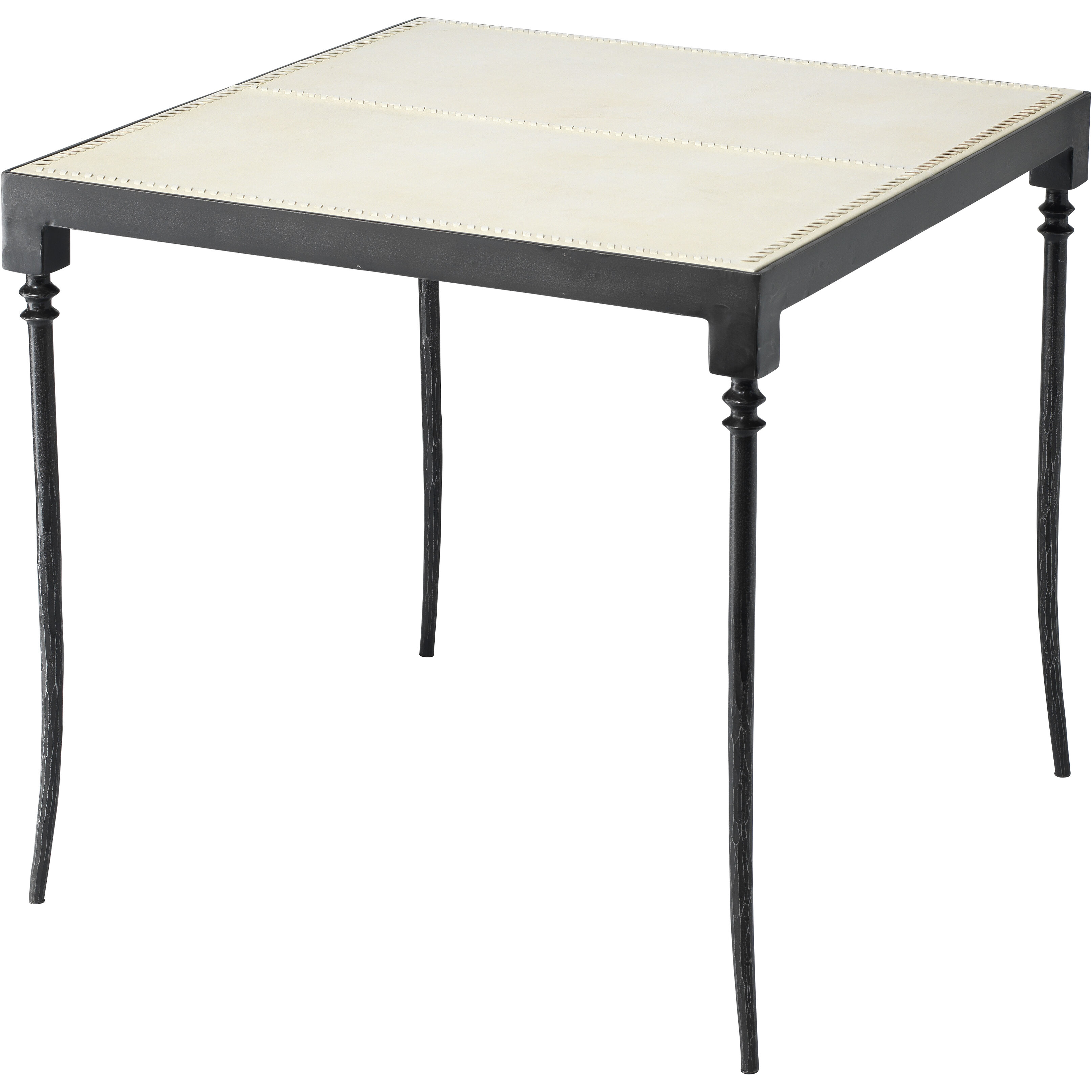 Nevado 25.5 X 25.5 inch Off White Leather & Black Forged Iron Side Table