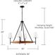 Jonah 4 Light 35 inch Light Wood and Matte Black Chandelier Ceiling Light