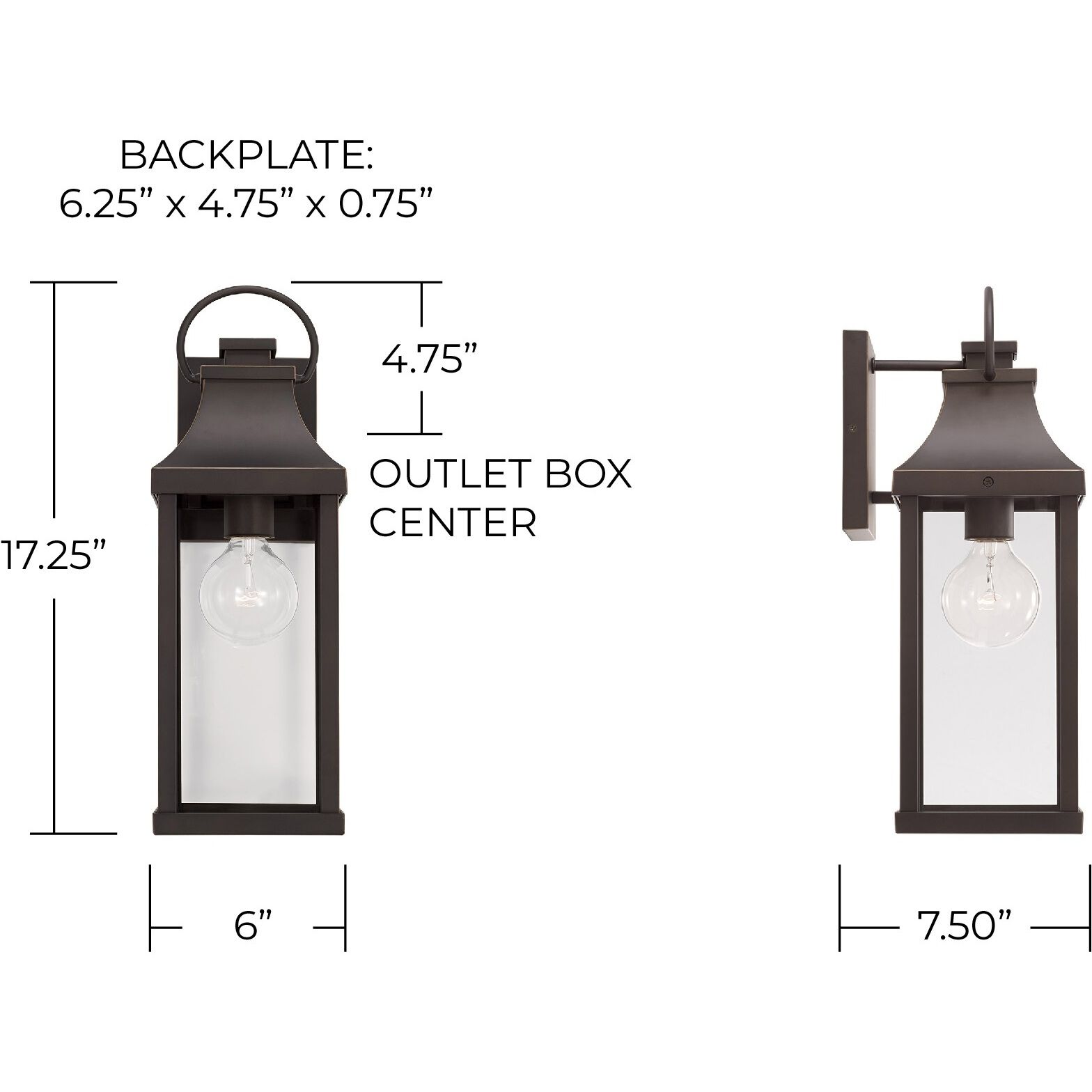 Bradford 1 Light 17 inch Oiled Bronze Outdoor Wall Lantern
