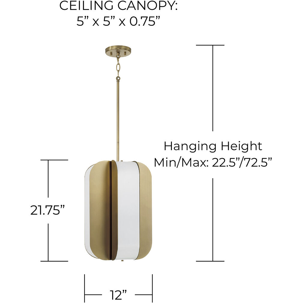 Marcell LED 12 inch Aged Brass Pendant Ceiling Light