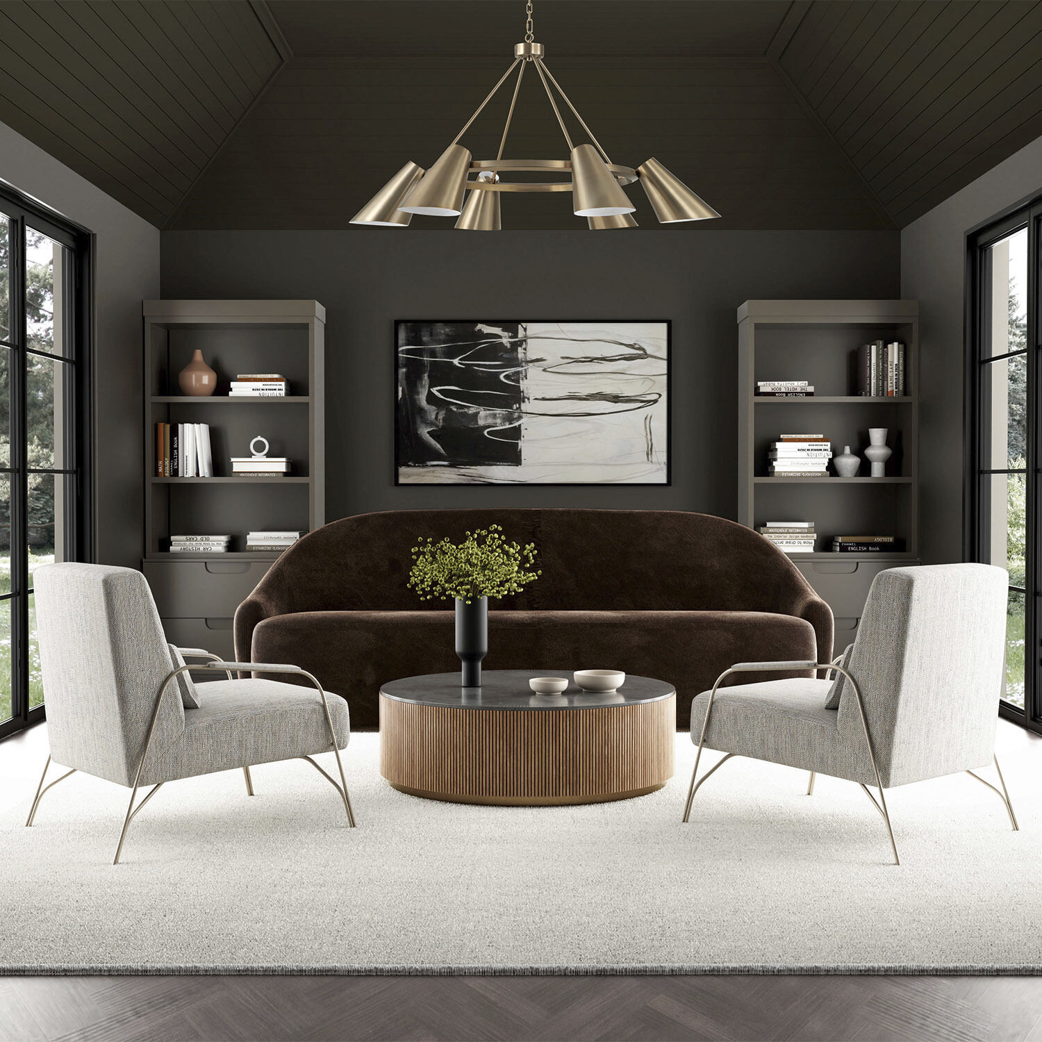 Leo 6 Light 48 inch Matte Brass Chandelier Ceiling Light