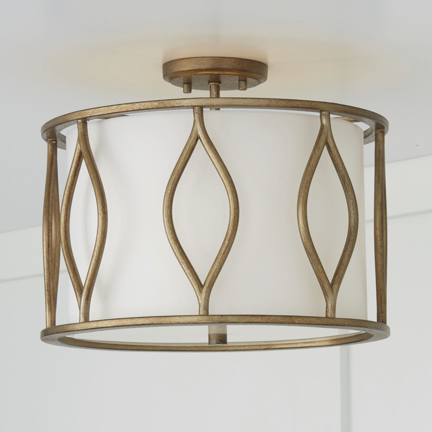 Cohen 3 Light 16 inch Mystic Luster Semi-Flush Ceiling Light, Convertible Dual Mount