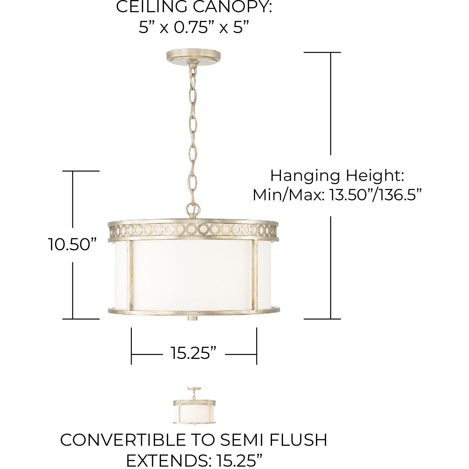 Isabella 4 Light 15.25 inch Winter Gold Semi-Flush Mount Ceiling Light, Convertible Dual Mount
