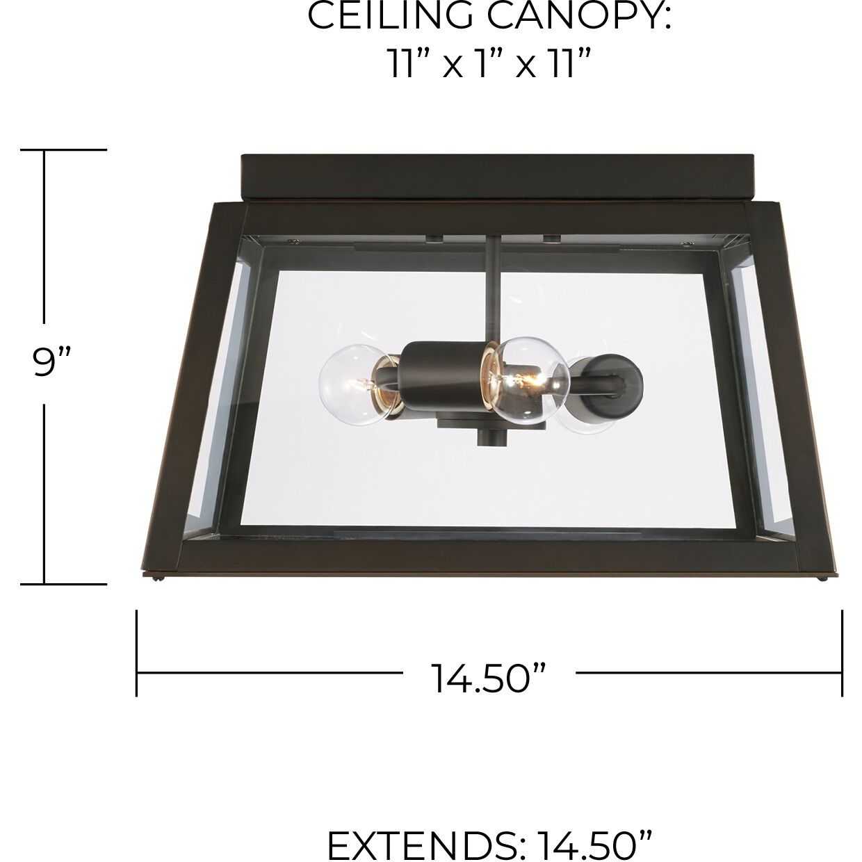 Leighton 3 Light 15 inch Oiled Bronze Outdoor Flush Mount