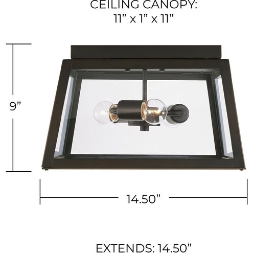 Leighton 3 Light 15 inch Oiled Bronze Outdoor Flush Mount