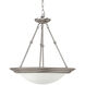 George 3 Light 20 inch Matte Nickel Pendant Ceiling Light in White Faux Alabaster, Convertible Dual Mount