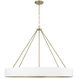 Weller 6 Light 35.75 inch Matte Brass and White Chandelier Ceiling Light